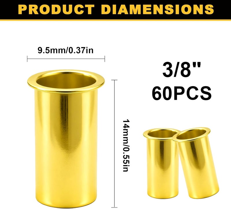 Siptenk 60 قطعة من إدخالات أنابيب الضغط النحاسية لقطر 3/8 بوصة، دعامة أنبوب إدخال ملحق ضغط، حلقات نحاسية لأنابيب الزيت والماء والهواء - Image 2